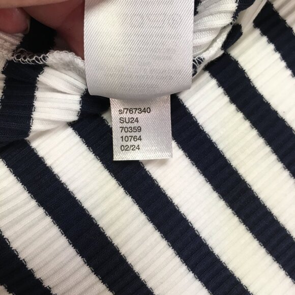 New Ann Taylor LOFT  Size XL Blue and White Striped Off The Shoulder Top - Picture 9 of 9